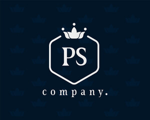 Letter PS crown monogram. Elegant logo and creative typography. The graceful vintage emblem for book design, brand name, business card, restaurant, boutique, hotel, cafe, badge, label. Vector symbol.