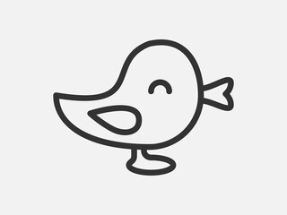 Duck toy icon on white background. Line style vector illustration.