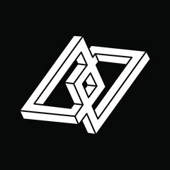 Optical illusion. Impossible shape. Optical art object. Geometric figure. Escher style.