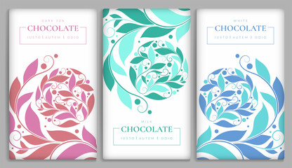 Abstract set of chocolate bar packaging design. Vector luxury template with ornament elements. Can be used for background and wallpaper. Great for food and drink package types.