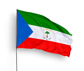 Equatorial Guinea flag isolated on white background. close up waving flag of Equatorial Guinea. flag symbols of Equatorial Guinea. Concept of Equatorial Guinea.