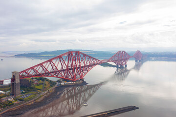 Aerial Shot of Forth Bridge, Edinburgh, Scotland