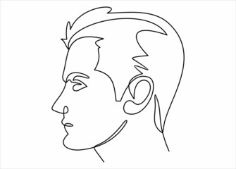 Continuous one line drawing of man portrait. Hairstyle. Fashionable men's style.