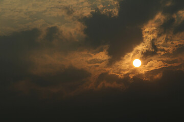 The evening sky during sunset texture background.