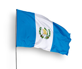 Guatemala flag isolated on white background. close up waving flag of Guatemala. flag symbols of Guatemala. Concept of Guatemala.