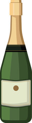 Vector champagne bottle on a white background. Mock-up of a wine bottle. Dark glass bottle, elegant illustration