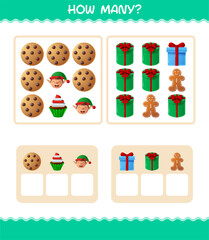 How many cartoon christmas. Counting game. Educational game for pre shool years kids and toddlers