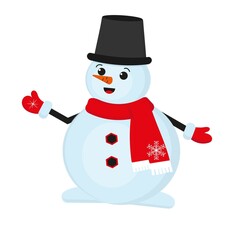 Concept of a snowman. Vector flat illustration.