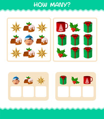 How many cartoon christmas. Counting game. Educational game for pre shool years kids and toddlers