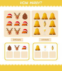 How many cartoon christmas. Counting game. Educational game for pre shool years kids and toddlers