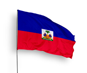Haiti flag isolated on white background. close up waving flag of Haiti. flag symbols of Haiti. Concept of Haiti.