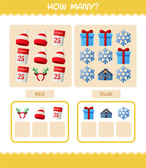How many cartoon christmas. Counting game. Educational game for pre shool years kids and toddlers