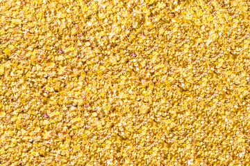 Colden autumn. Colorful maple leaves on the ground. Season change. Indian summer. Top, aerial, drone view. Background