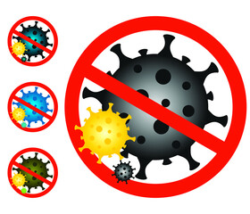 stop coronavirus icon set on the white background