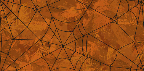 Halloween background. Background with spider web on orange background