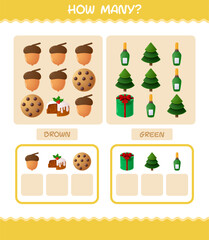 How many cartoon christmas. Counting game. Educational game for pre shool years kids and toddlers