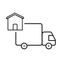 Home delivery truck. Online delivery service. Food delivery. Business vector icon. Shopping online. Online order. Fast transport express home delivery. Online parcel delivery.