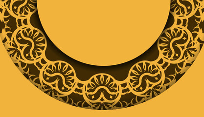 Yellow background with luxurious brown ornamentation and logo space