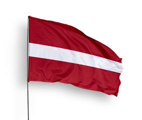 Latvia flag isolated on white background. close up waving flag of Latvia. flag symbols of Latvia. Concept of Latvia.