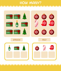 How many cartoon christmas. Counting game. Educational game for pre shool years kids and toddlers