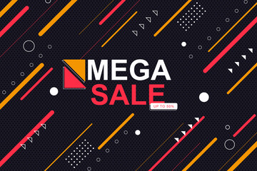 Sale banner background with colorful rounded diagonal lines. Vector illustration.