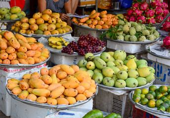 Fototapeta na wymiar Selling fruits at rural market