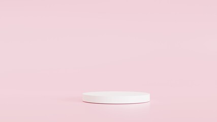minimal, white stage, products pink background,  for cosmetic or any product things banner design. 3d render illustration