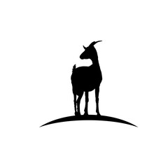Silhouette goat icon isolated on white background. Vector
