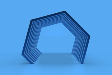 3D Abstract Tunnel Background, Geometric Shape, Minimal Design 