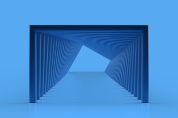 3D Abstract Tunnel Background, Geometric Shape, Minimal Design 