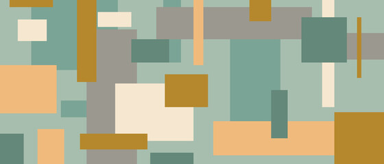 Cover template with geometric shapes and squares. Colored background for web design.
