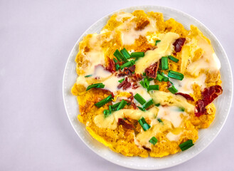 Homemade omelete with ham and cheese