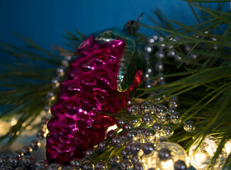 Christmas tree Christmas toys made of glass and plastic