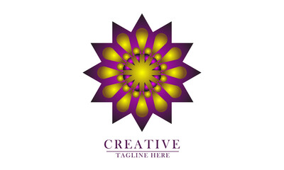 mandala logo with golden purple gradient color