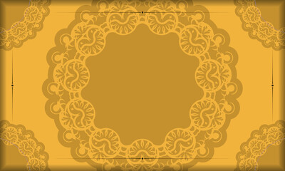 Yellow background with vintage brown ornament and space for your logo
