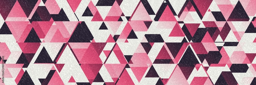 Aufkleber retro style abstract pink,white and purple background with random geometric triangle pattern. elegan