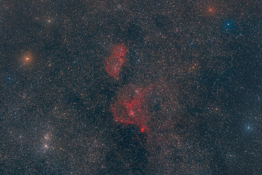 The Heart, Soul, and Fishhead Nebula in the constellation Cassiopeia photographed from Stockach in Germany.