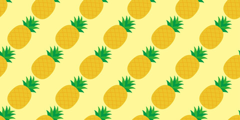 pineapple illustration background. Seamless pattern.Vector. パイナップルのパターン　背景素材