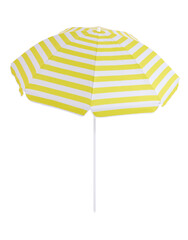 Yellow beach umbrella parasol isolated on white background