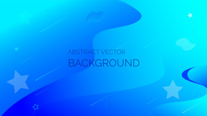Abstract background blue with waves and stars. Vector, eps10