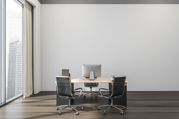 Manager office with empty light beige walls