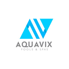 Abstract Initial Letter A and V Logo. Blue Linked Letter Origami Style isolated on White Background. Flat Vector Logo Design Template Element.