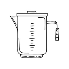 Hand drawn teapot, kitchen utensils isolated on a white background. Doodle, simple outline illustration. It can be used for decoration of textile, paper and other surfaces.