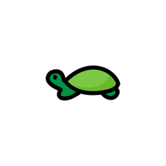 Hand drawn doodle colored turtle. Green water animal.