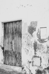 puerta Ciudad pueblo antigua medieval vintage retro blanco y negro