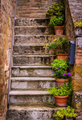 Classic view in old town Pienza,Tuscany,Italy,2018.