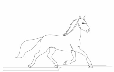 Obraz na płótnie Canvas running horse drawing by one continuous line