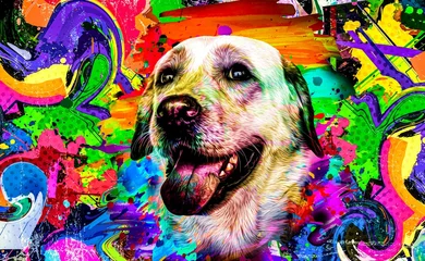 Poster portrait of a dog in a party © reznik_val