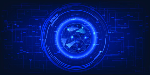 Futuristic digital element circle HUD  and circuit grid line for hi-tech digital technology artwork.Vector illustrations.