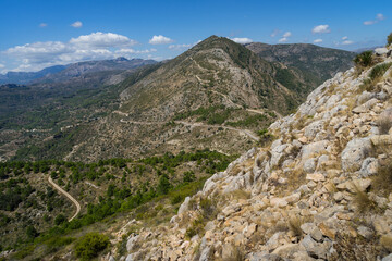beautiful mediterranean mountain landscape and limestone rocks in Spain tranquility in nature